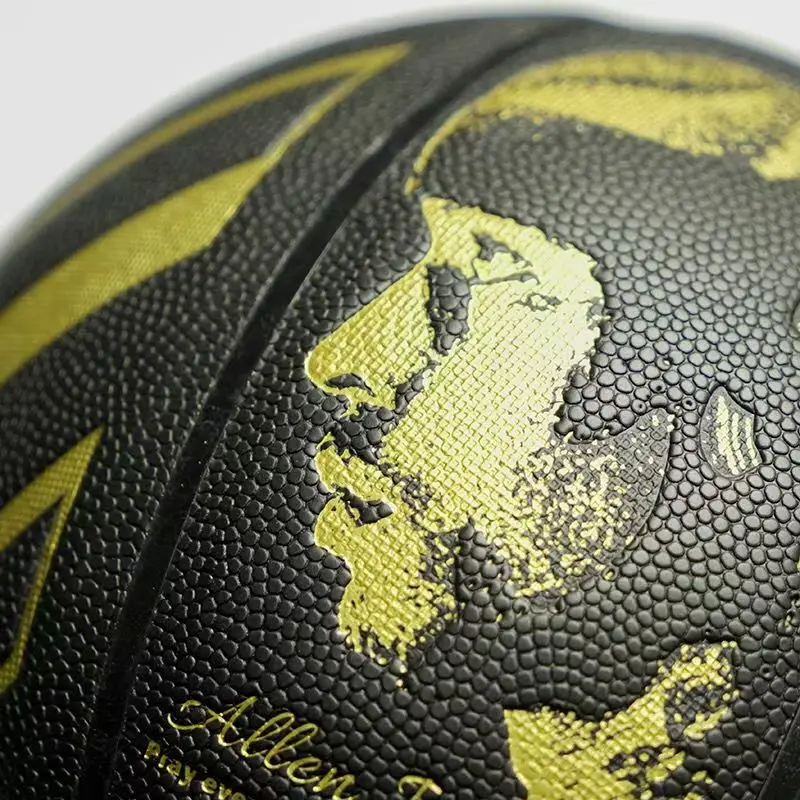 アレン・アイバーソン ブラック ゴールド バスケットボール 公式サイズ 7 PU 素材 高品質 屋外 屋内 スポーツ マッチ トレーニング ボール