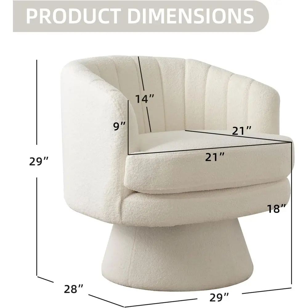 Swivel Accent Chair with Armrest, ern 360 Degree Swivel Barrel Chair with Curve Back and Sot Cushion,Comy Round Sherpa Teddy Arm