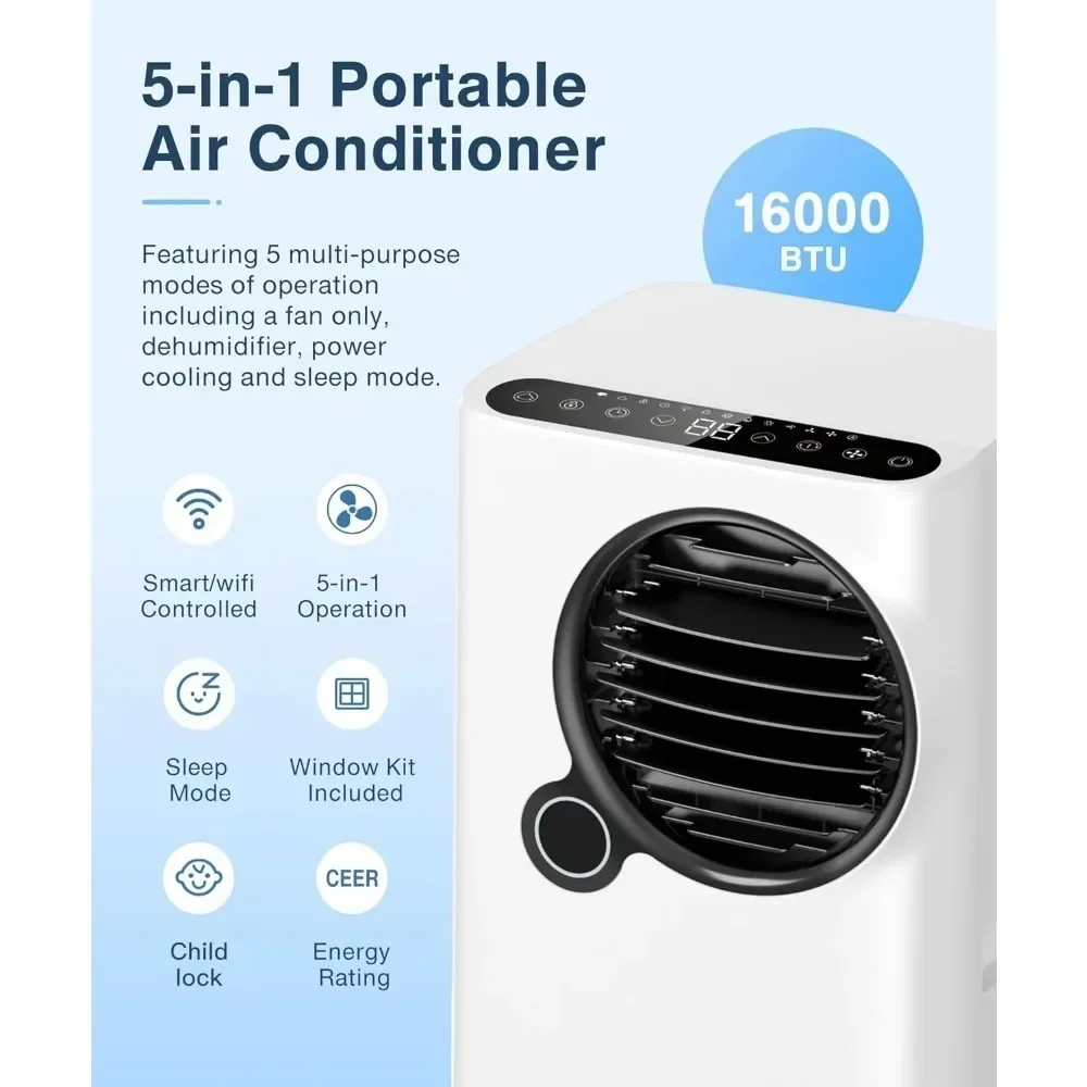 Air Conditioners with Wifi App Control, 24H Timer and Remote Window Kit Included, Portable Air Conditioner