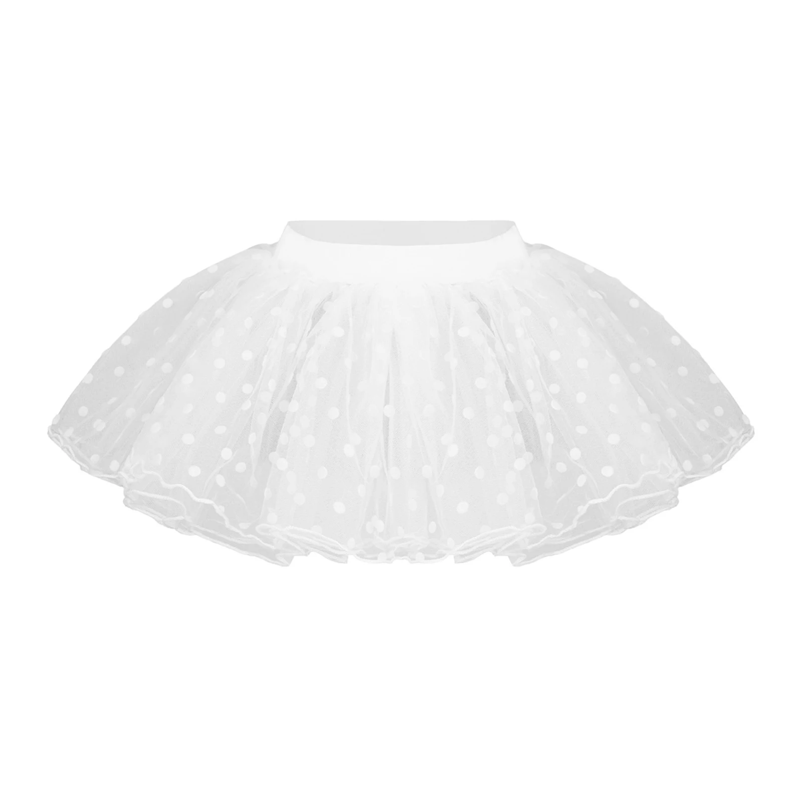 

Girls Ballet Tutu Dance Skirt Kids Velvet Dots Layered Tulle Elastic Waistband Skirt Lyrical Dancewear for Dance Class Practice