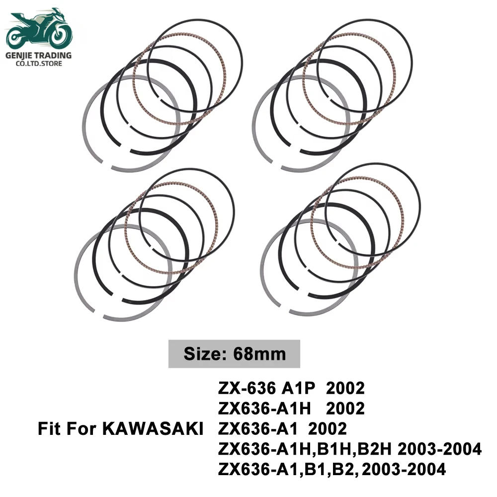 

For KAWASAKI ZX-636 68mm Motorcycle Engine Piston Rings A1P A1H ZX636-A1 2002 ZX636-A1H B1H B2H A1 B1 B2 2003-2004 13008-1210