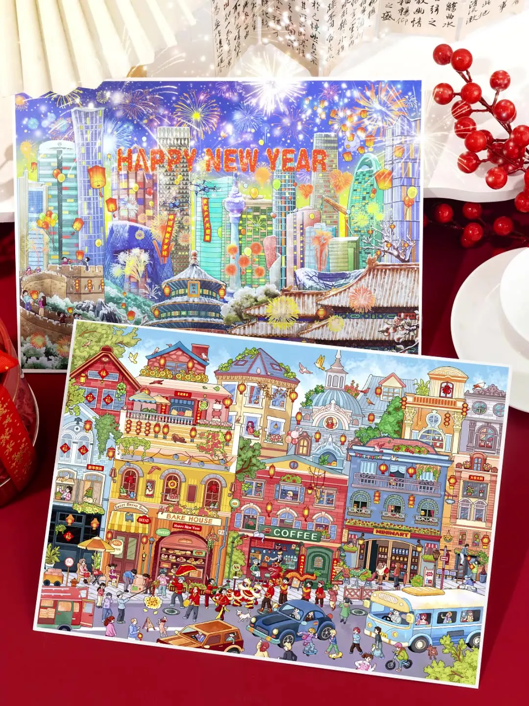 Kawaii هالوين كرنفال 3D المدينة الصينية السنة الجديدة المشهد ملصق DIY جيب المقصورة المشهد هدايا عيد الميلاد #6