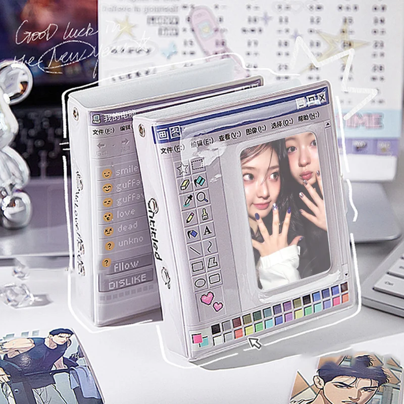 Soporte para sesión fotográfica con forma de cámara, carpeta Kawaii, tarjetas fotográficas Kpop, álbum de fotos, libro de colección, suministros para estudiantes