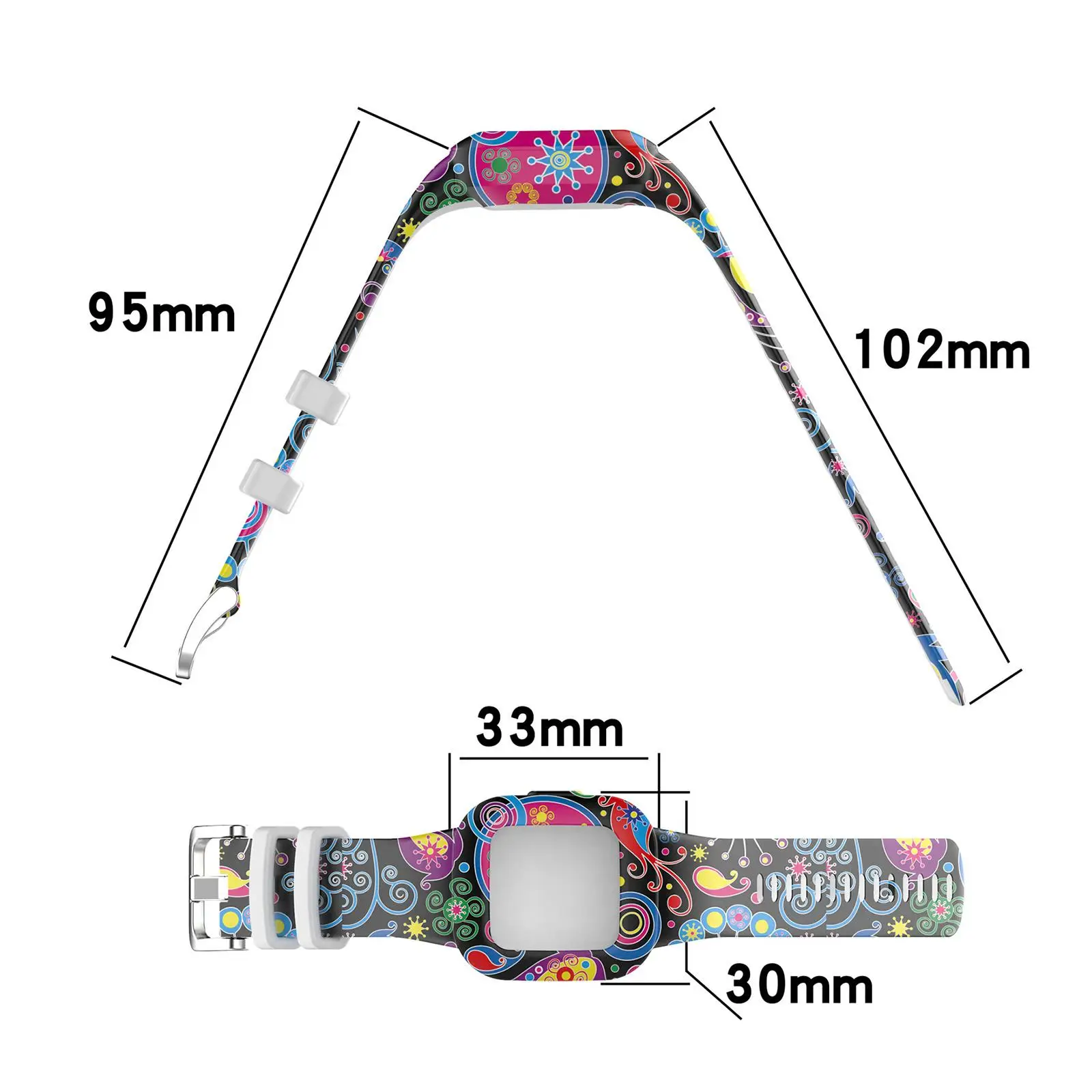 XDfind Silicone Watch Band for Garmin Fit JR3, for Garmin Vivofit JR 3, Steel Buckle Printed Pattern Watch Strap
