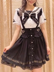 Japanese Lolita High Waist Mini Suspender Skirt Women Y2k Sweet Solid Streetwear Kawaii All Match Jk Saia Feminina Harajuku Jupe