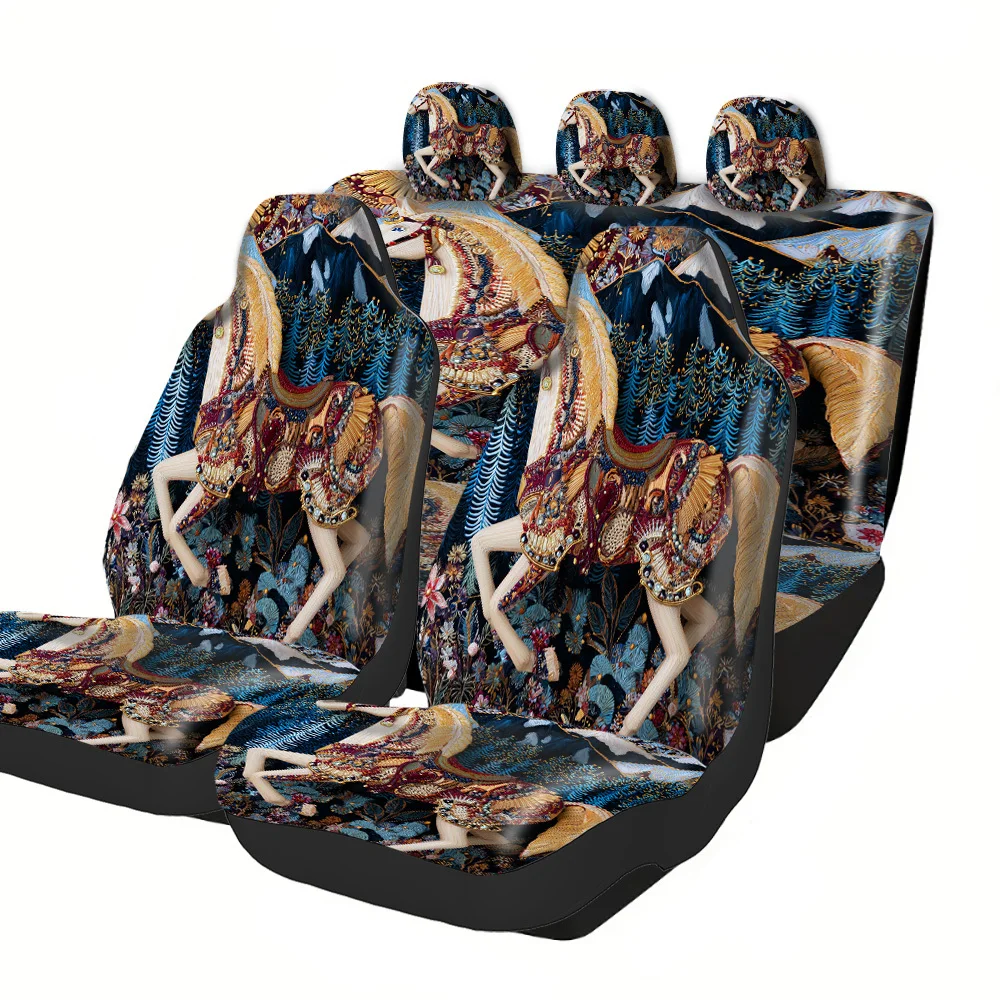2-5 Seat Set Car Seat Covers, Premium Horse Mountains Polyester Universal Fit For Truck SUV Off-Road Car Perfect Halloween Chris