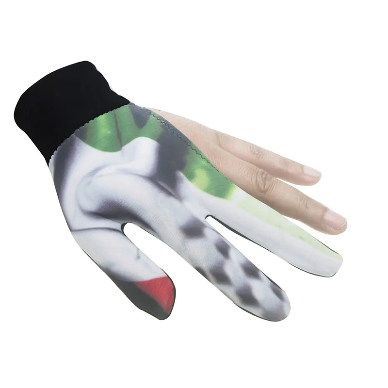 New Three Fingers Full-Finger Snooker Pool Cue Billiard Glove for Left Hand Lycra Fabrics Embroidery Billiard Accessory