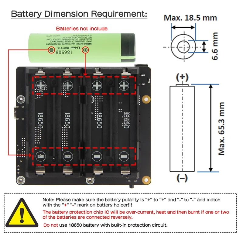 

UPS For Raspberry Pi 5 UPS Power Management Board Supports 4 18650 Batteries UPS Module For Raspberry Pi 5
