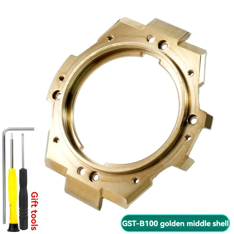 Für Casio GST-B100 GST-S130 Edelstahlgehäuse Mittleres Gehäuse Rückseitige Abdeckung Schrauben Metall Uhr Lünette Shell mit Werkzeuge Uhrenteile 8