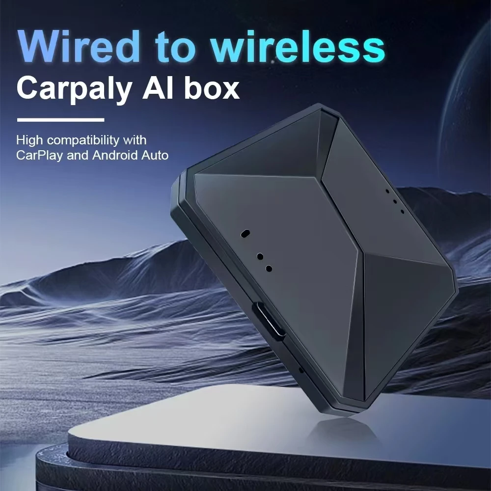 3 in 1 Wired a Wireless Carpaly Al box Wireless CarPlay/Android Auto/Android 13 Auto Witch universale At qualsiasi momento Smart TV Box