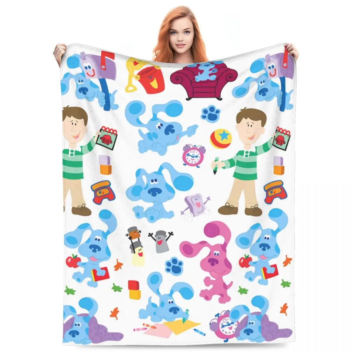 Blue's Clues-Couverture de Collage en Peluche Chaude et Douce, Couvre-Lit de Camping en Plein Air