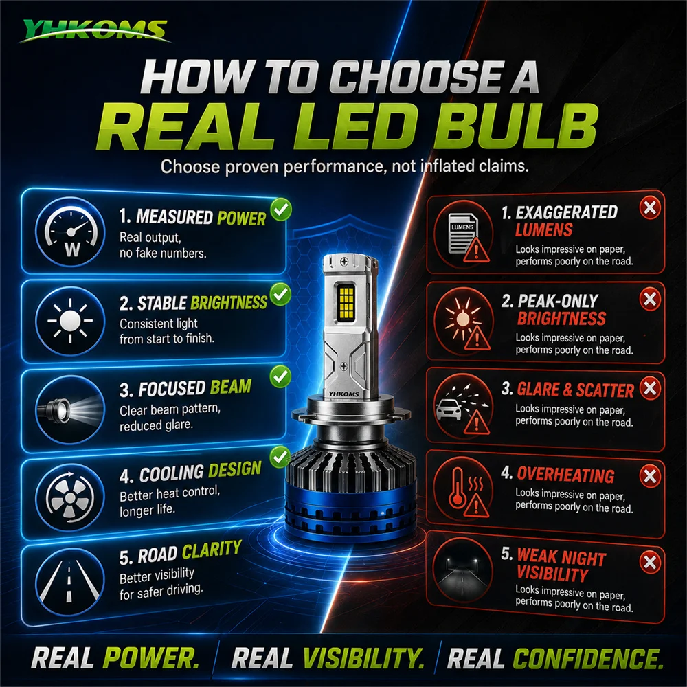 YHKOMS H7 LED CANBUS Smart Driver Car Headlight Bulbs H11 H4 H1 HB3 9005 HB4 9006 6000K Pure White Fog Light Bulbs Mini Size