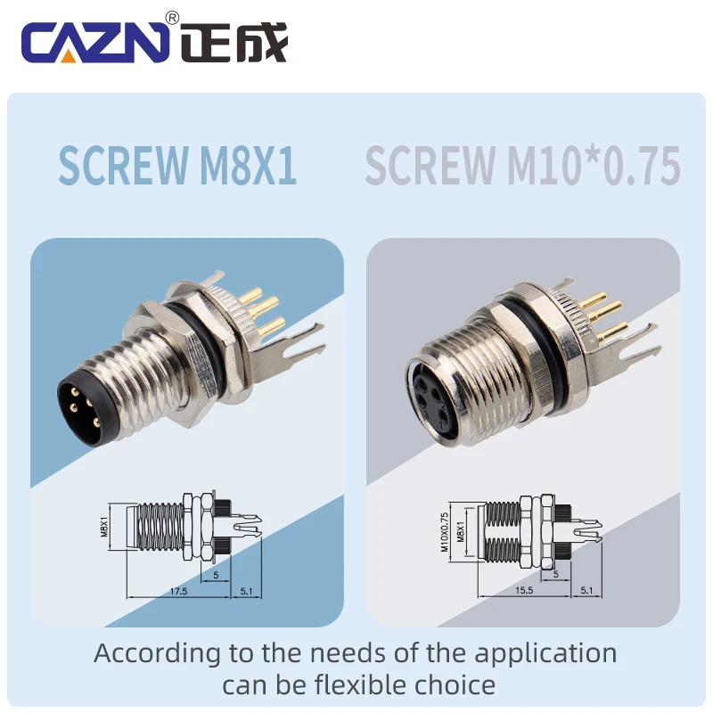 Hot sale M8 PCB Panel Back Mount Socket 3 4 5 6 7 8 Pins Waterproof IP67 Curved Grounded-type Connectors