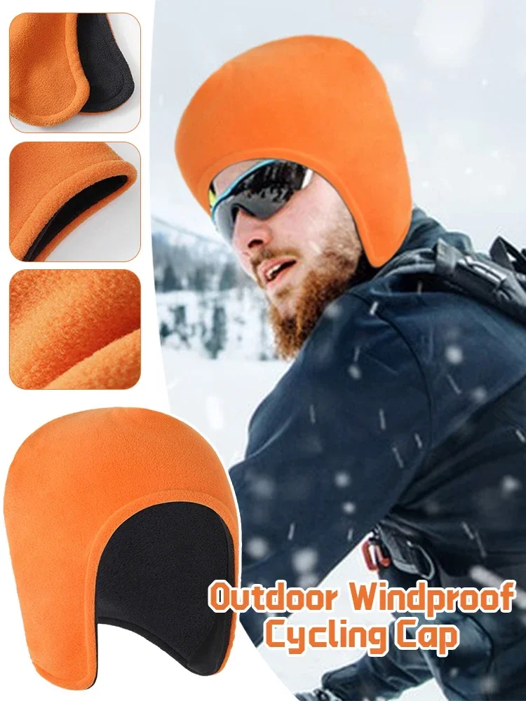 AliExpress Winter Fleece Beanies Hat with Earmuffs Outdoor Windproof Thicken Cycling Cap Skiing Ear Cover Earflap Bonnet Motocycle Helmet
