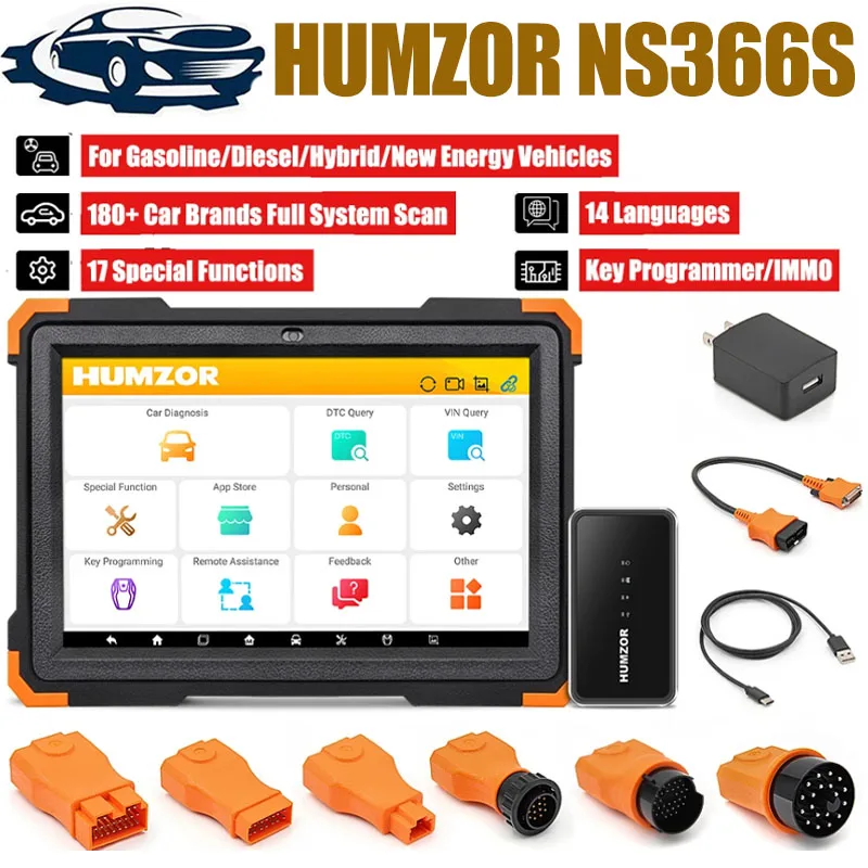 2024 Humzor NS366S OBD2 Car Scanner Tablet Full System Auto OBD 2 EOBD Diagnostic Tools For SAS CVT Gear Learning 13 Reset