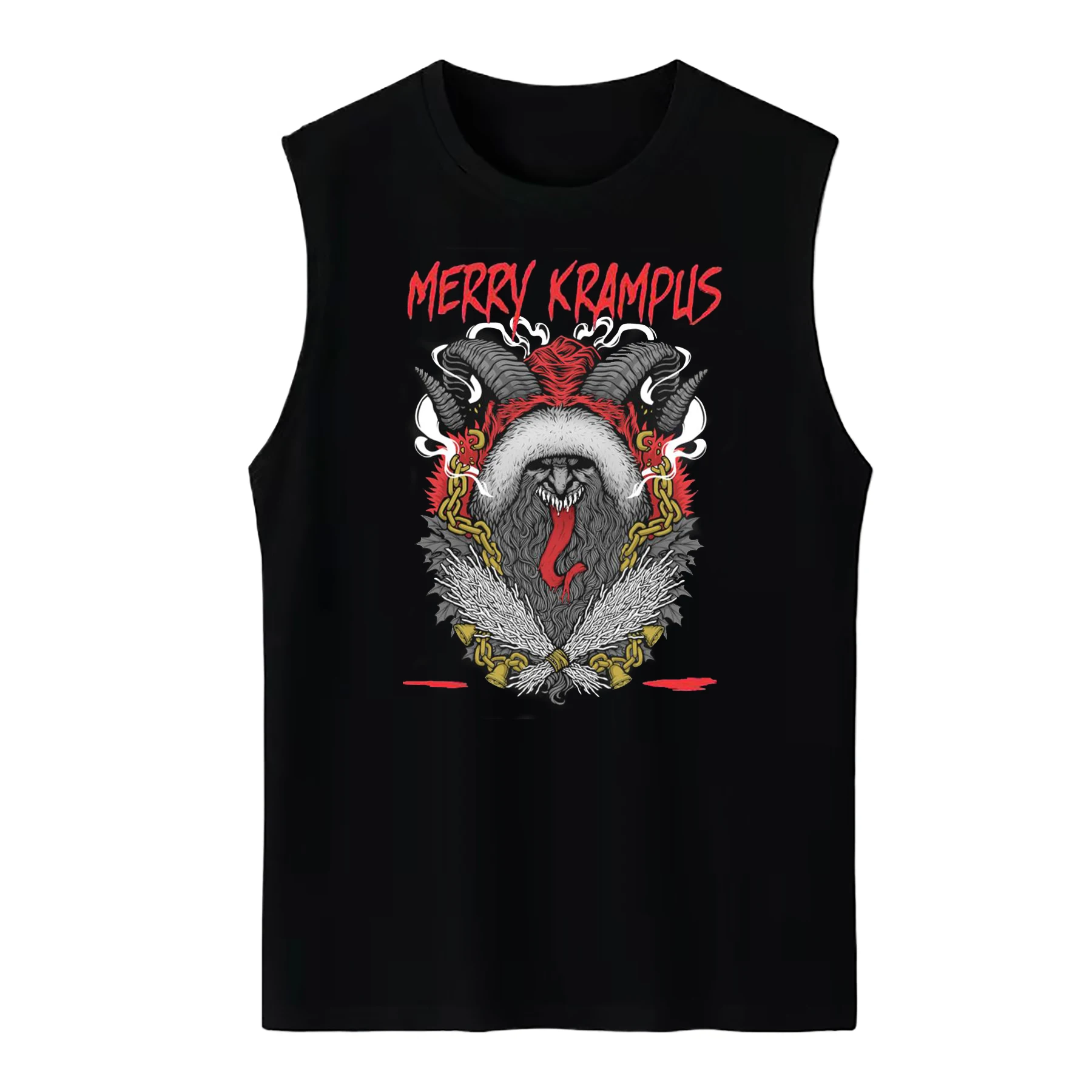 Merry Krampus Halloween Christmas Gift Tank Top New 100% Cotton O-Neck Casual Mens Vest Sleeveless T-shirt Xmas Streetwear