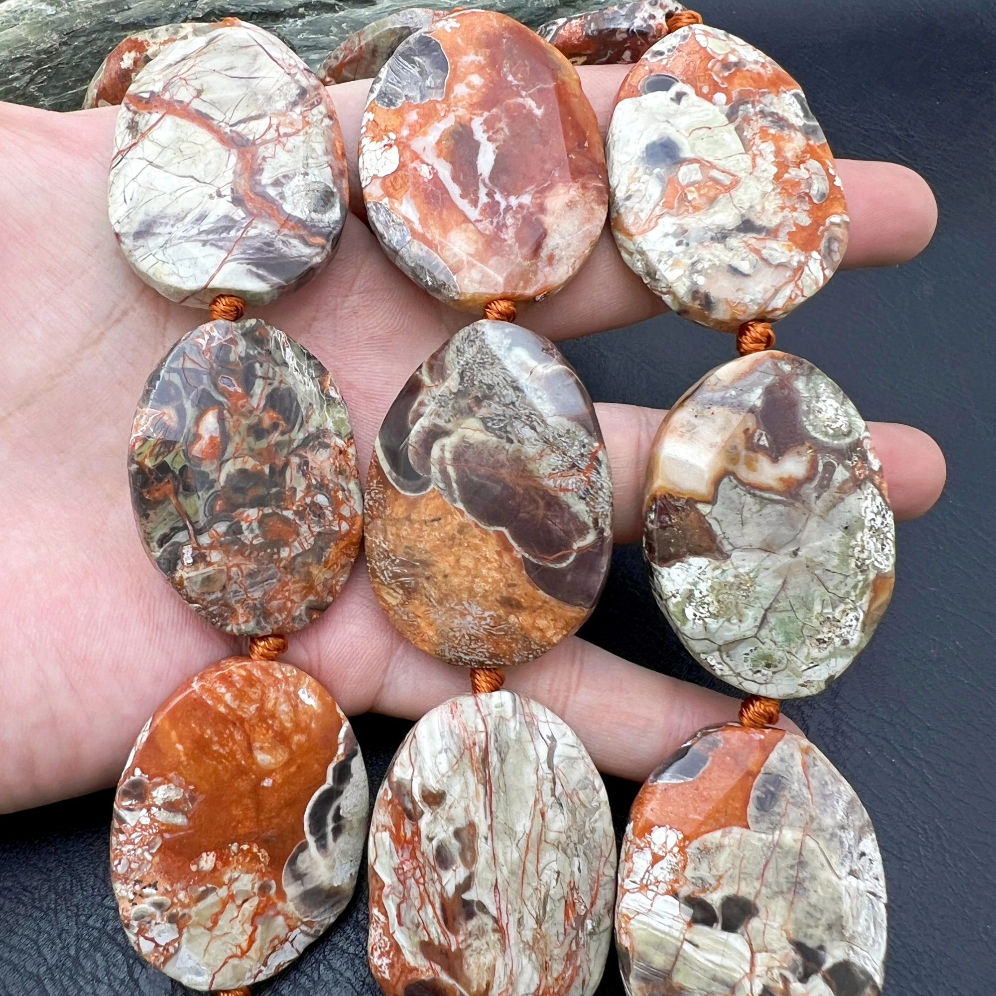 

Большие граненые овальные формы натуральный камень океанская яшма ломтик фокус кулон бусины для изготовления ювелирных изделий