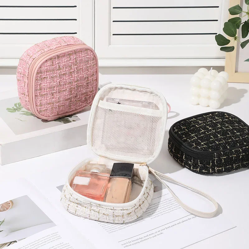 2024 New Korean Style of The Plaid Small Large Organizing Makeup Bag High-color Cosmetic Storage Bag for Women Toiletry Bag