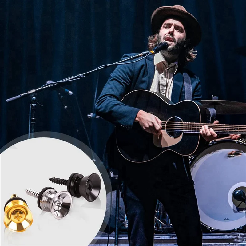 

B93B-24 шт., замки для гитарного ремня, кнопки, металлические концевые штифты с монтажными винтами для акустической классической электрогитары, бас-гитары, гавайской гитары