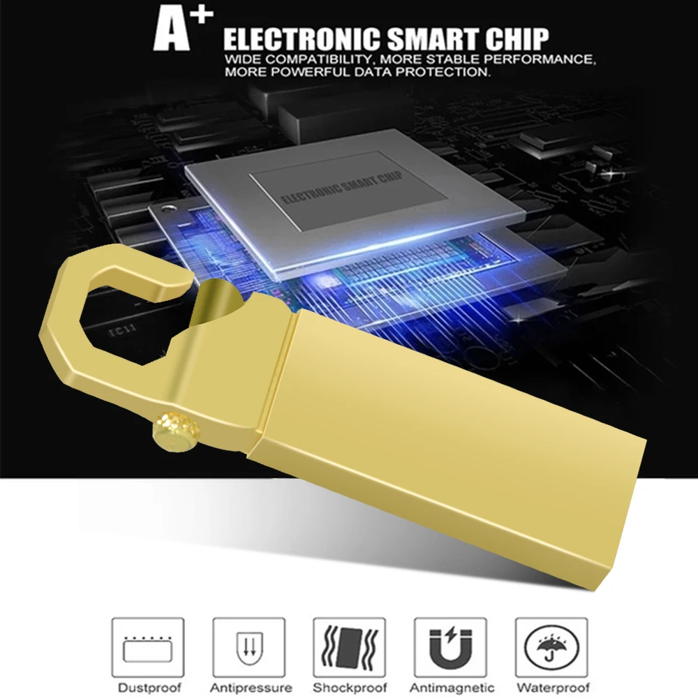 Usb Fash Drive 128GB 64GB 32GB pen drive 64 gb флешка flash drive waterproof silver golden u disk memoria cel usb stick