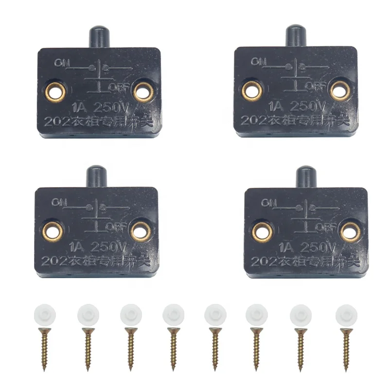

250V 1A on Off Cupboard Cabinet Wardrobe Push Button Momentary Door Light Switch