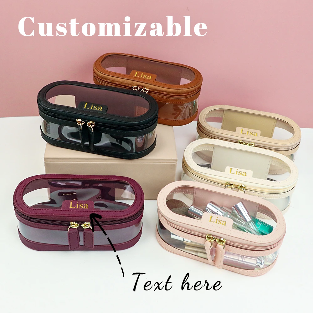 Bolsa de maquillaje y baño de PVC de cuero PU multicolor personalizada con gran capacidad de almacenamiento y bolsa de maquillaje impermeable