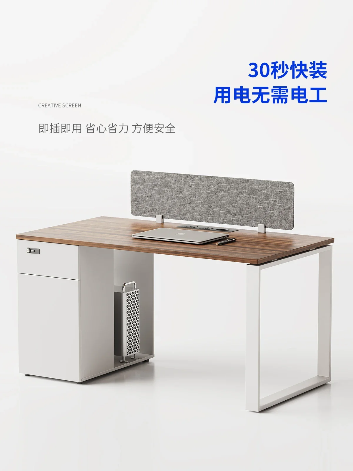 Single row of office desks and chairs combination simple staff one-character office card seat station