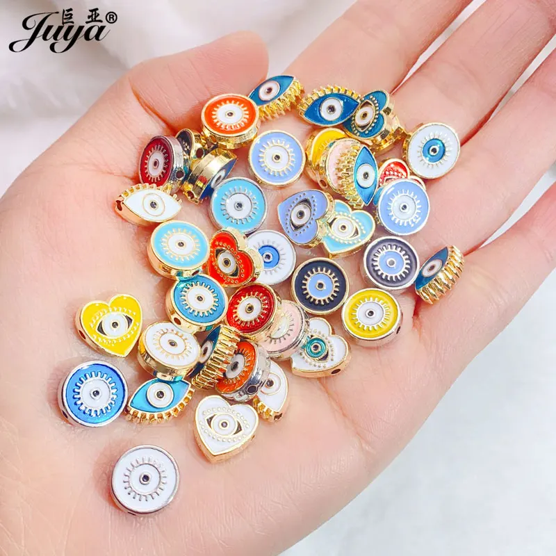 10pcs Turkish Evil Eye Beads Boho Enamel Spacers Beads For Jewelry Making Supplies DIY Designer Bracelets Pendants Accessories