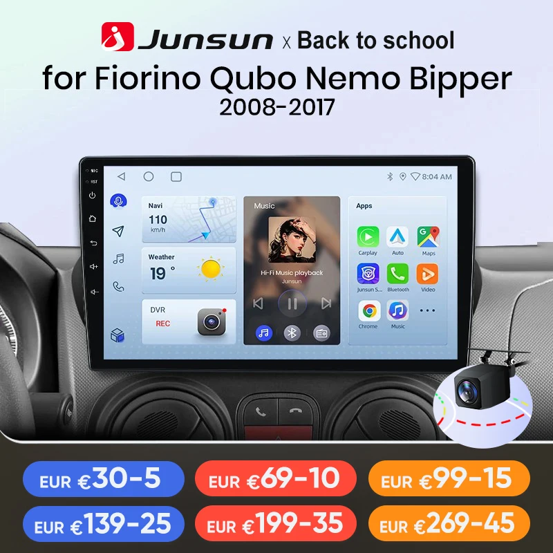 Junsun Wireless CarPlay Android Auto Radio Per Fiat Fioririno Qubo Per Citroen Nemo Per Peugeot Bipper 2008-2017 Auto Multimedia