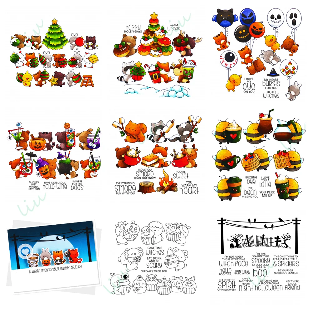 

2025 August New Metal Cutting Dies Stamps for DIY Greeting Handmade Scrapbooking Diary Decoration Halloween Happy Campers Ghost