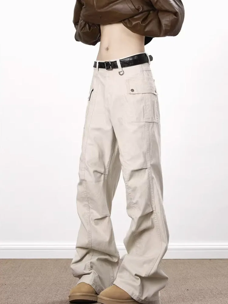 

American Retro ey Pleated Flared Work Pants Men's Autumn Winter Loose Casual Wide Leg Long Trousers Faionable Sensation