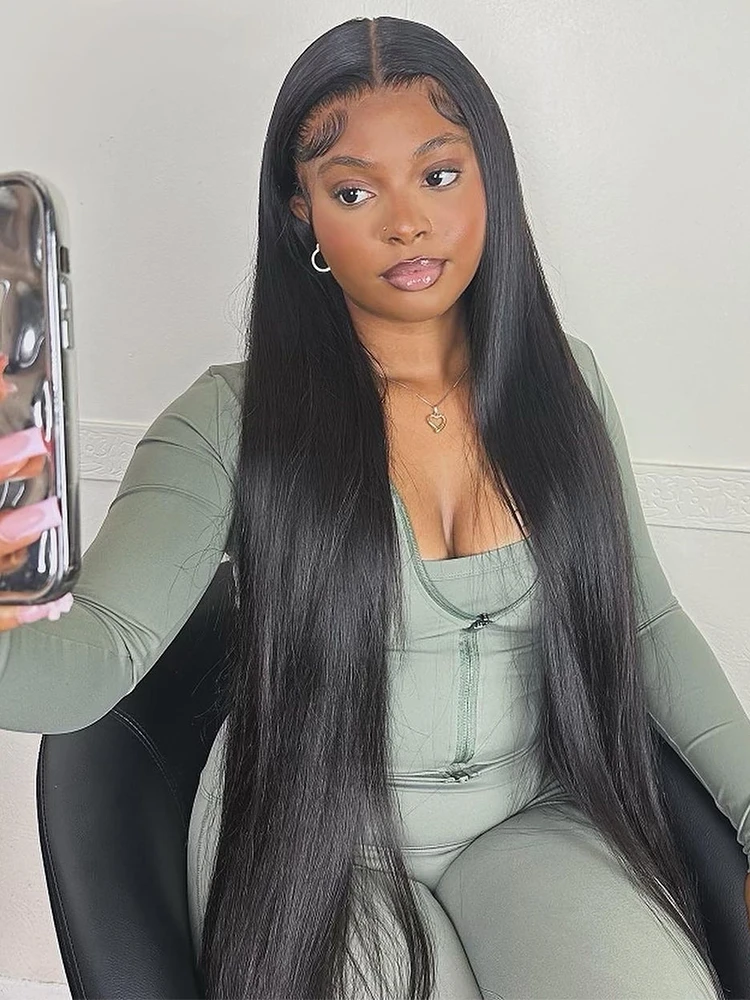 

HD Straight Lace Front 13x6 Bone 30 40 Inch Brazilian 150 180 Density 13x4 Pre Plucked Wig Glueless Human Hair Lace Frontal Wigs
