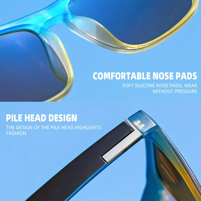 2PCS Fantasy Classic Square polarized fashion glasses for men and women outdoor sports party vacation travel driving fish image 4