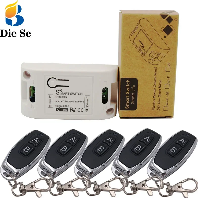 Diese Universal Remote Control Light Switch AC 220V 1CH 433Mhz rf Relay Receiver and transmitter for Lighting Switch