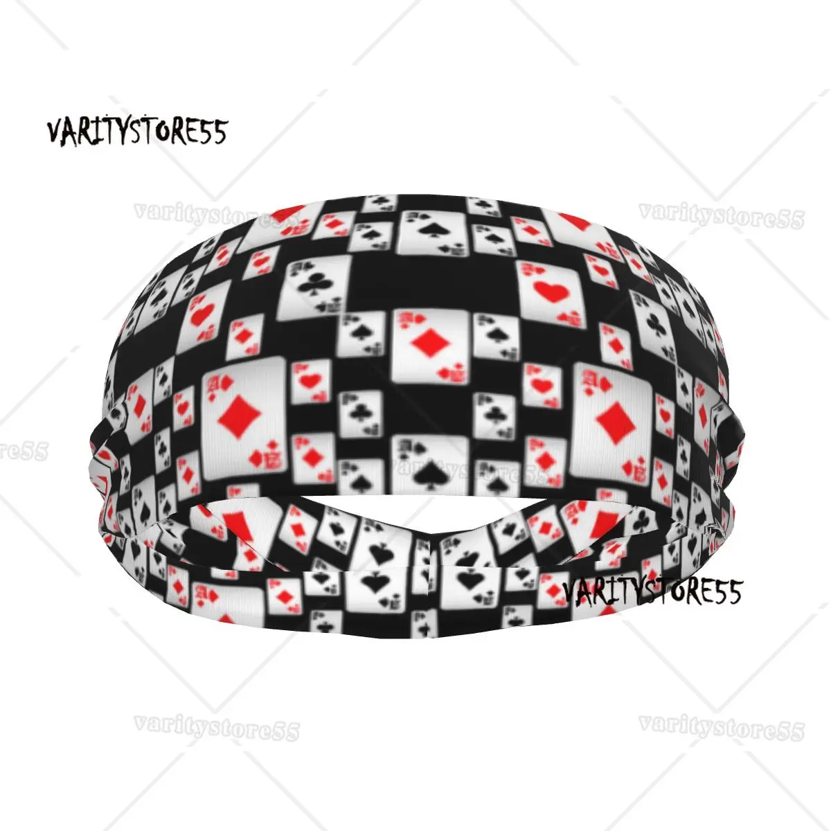 

Sports Headband Portable Hair Band Playing Cards Pattern Hair Wrap Brace Cycling Running Exercising Sweatband