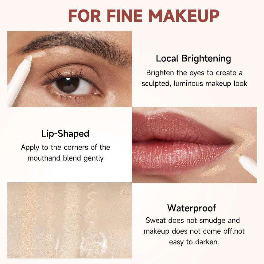 قلم/عافي عيوب الوجه والعين مع مبراة، مقاوم للماء، تغطية طبيعية لا تشوبه شائبة للهالات السوداء، ندبات حب الشباب والنمش
