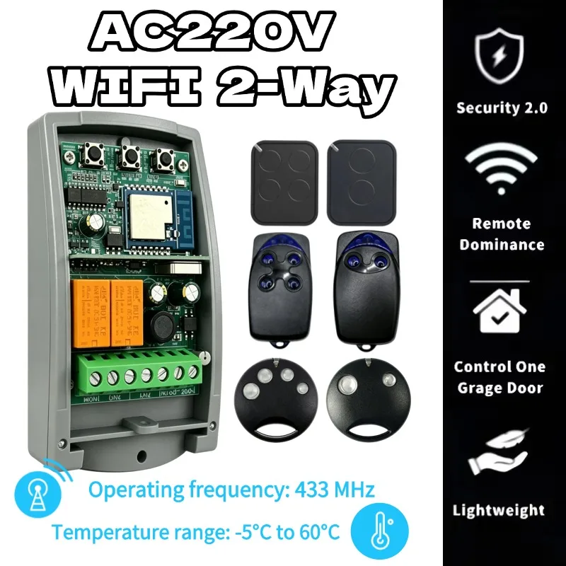 Tuya WIFI Garage Door Opener Gate Receiver 2ch 433mhz 433.92mhz Universal Fixed Rolling Code Multi Brand Controller Switch