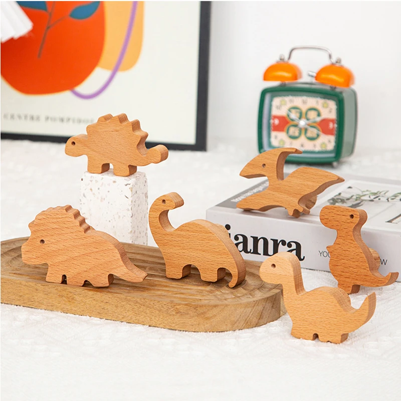 Cabinet Door Handle Children's Room Creative Cute Dinosaur Unique Wooden Animal Drawer Knobs Bedroom Decorative Drawer