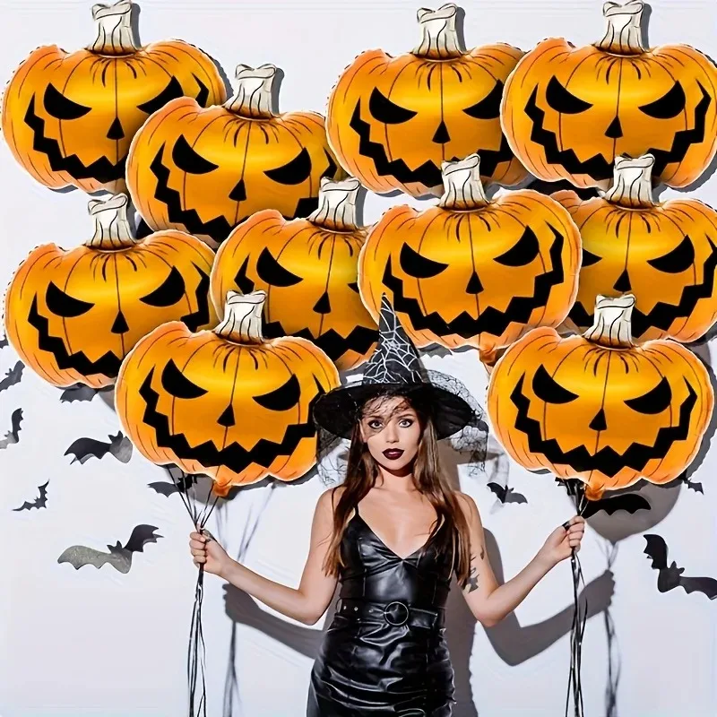 2/5 Stück Halloween-Dekorationsballons, Terror-Kürbis-Folienballons, Spukhaus-Raumdekoration, Halloween-Party, Gruselige Atmosphäre, Deko-Zubehör