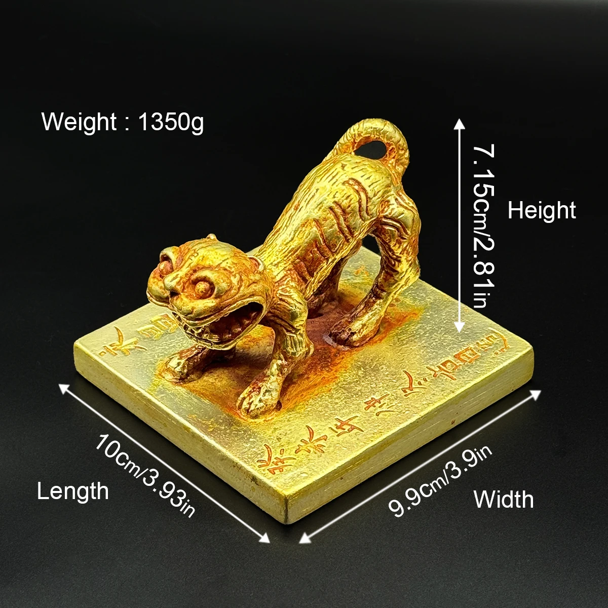 Seal of Marshal Yongchang Gilded Crafts Home/Office Tiger Ornament Retro Chinese Style Decorative Items Housewarming Gift