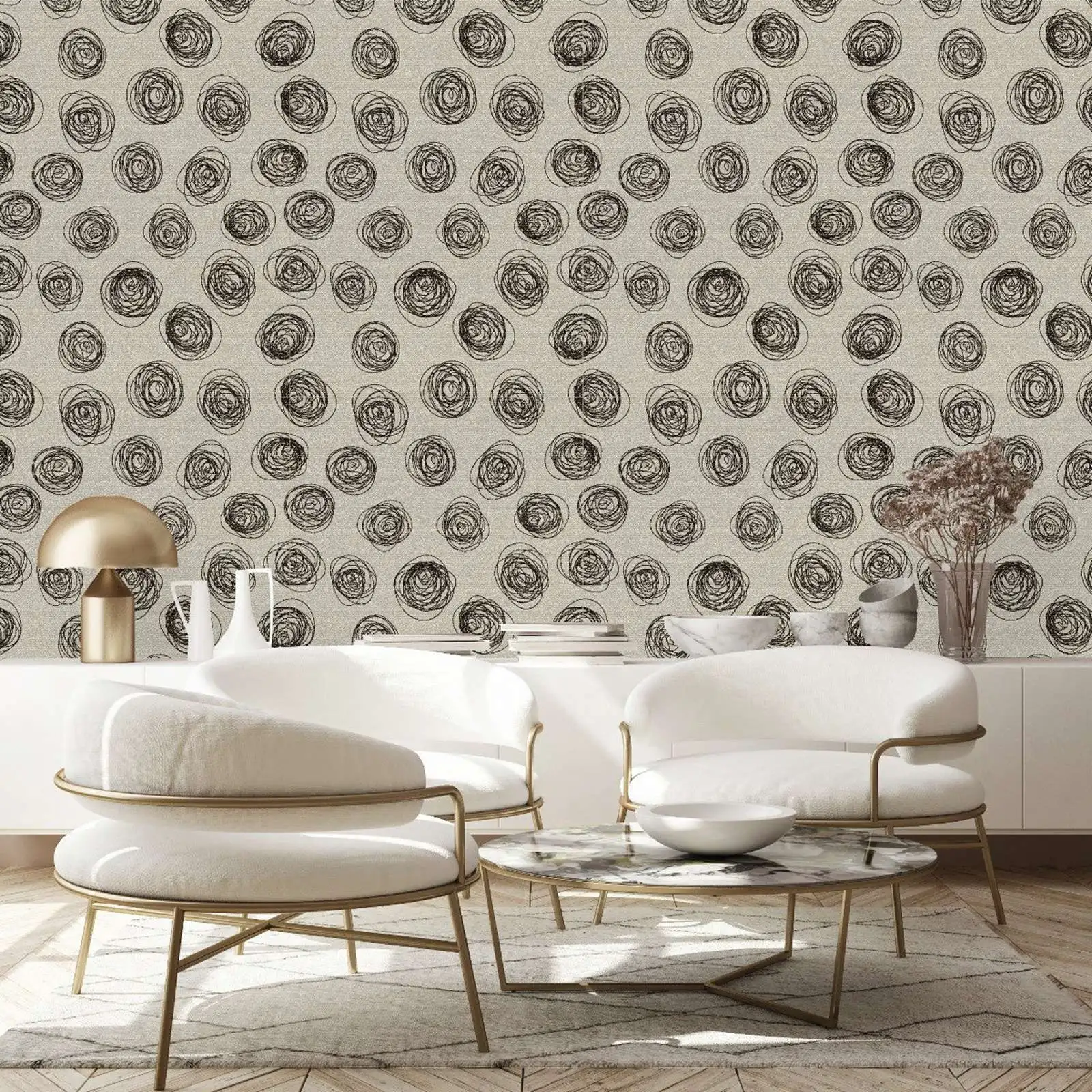 

Абстрактные круглые обои, геометрические Богемские нетканые обои, современные настенные бумаги в стиле бохо, съемные обои