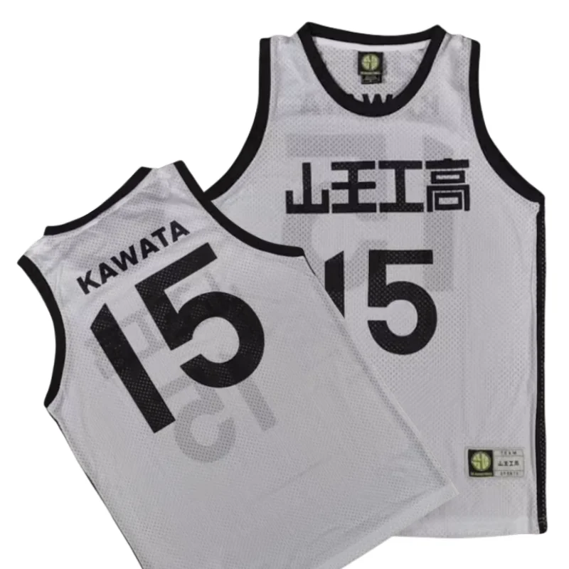 Maillot de basket-ball Anime Slam Dunk Akita SANNOH pour homme, chemise blanche Cosplay, #15, Kawata Mikio