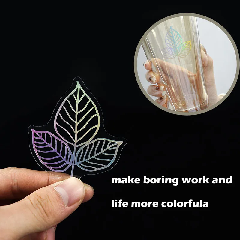 45PCS Holographic Shiny Stickers Transparent Aesthetic Stickers Pack, Scrapbooking Resin Stickers Craft Kits for Journaling