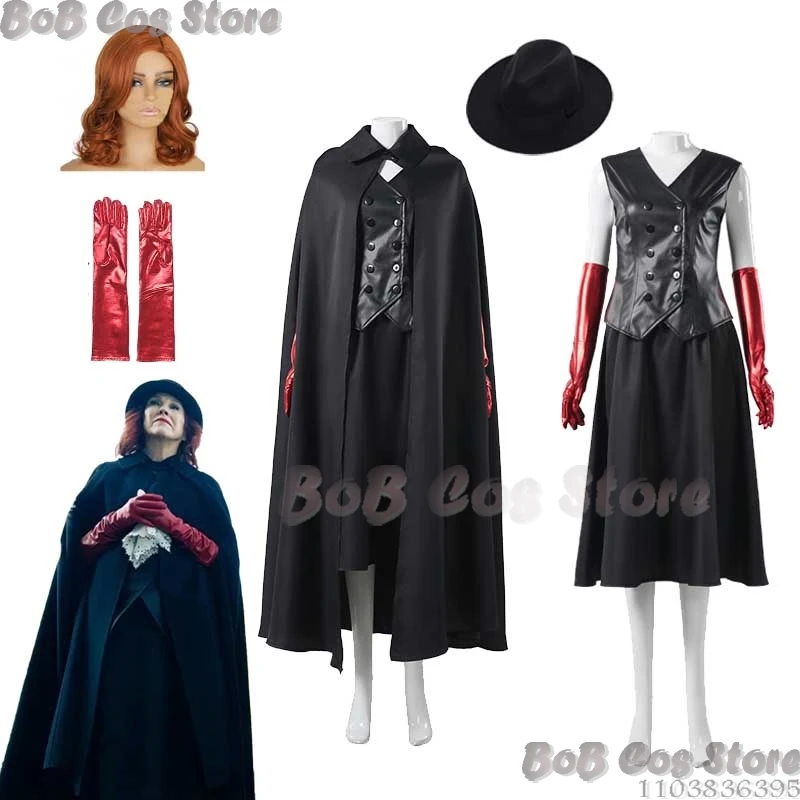 2024 NEW Beetleguese BJ 2 Delia Cosplay Deetz Costume Black Set Cloak Hat Curly Wig Women Girl Sexy Cosplay Halloween Party Suit