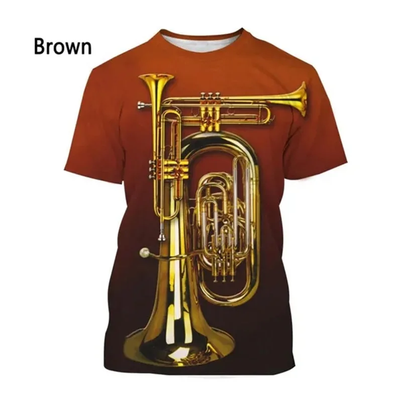 3D Printing Men's T-shirt Classic Musical Instrument Graphic Tshirts Casual Hip-hop Streetwear Tee Tops Oversized Funny T Shirt