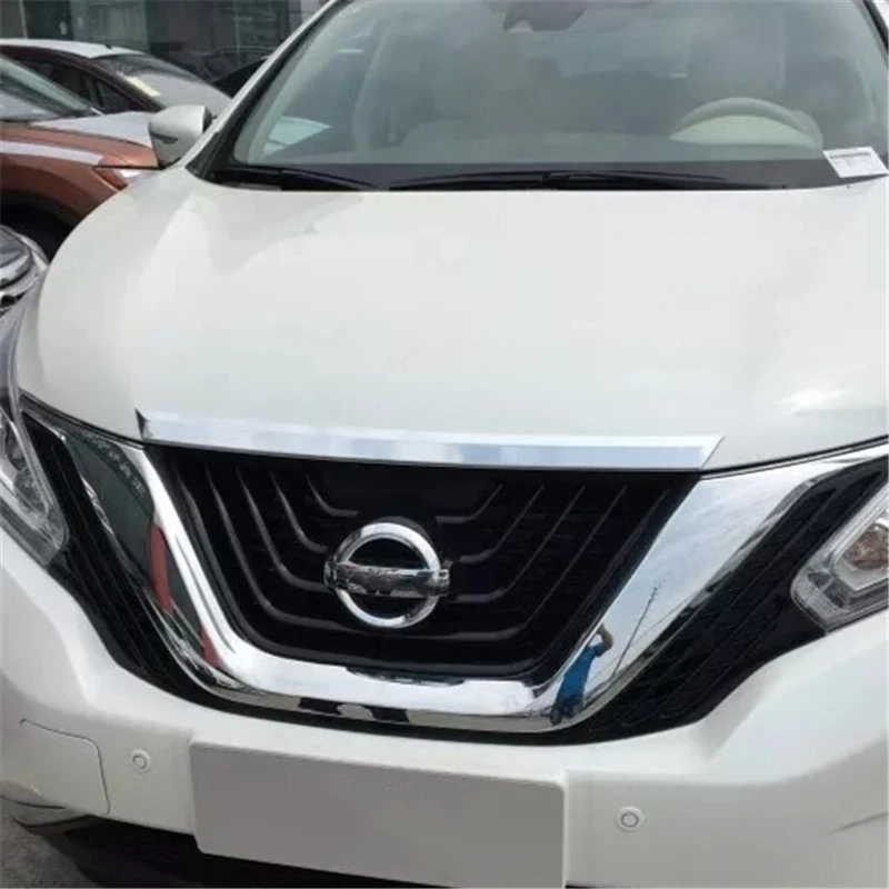 WELKINRY For Nissan Murano Z52 3rd Generation 2015-2024 ABS Chrome Front Car Head Face Hood Bonnet Grille Cover Trim