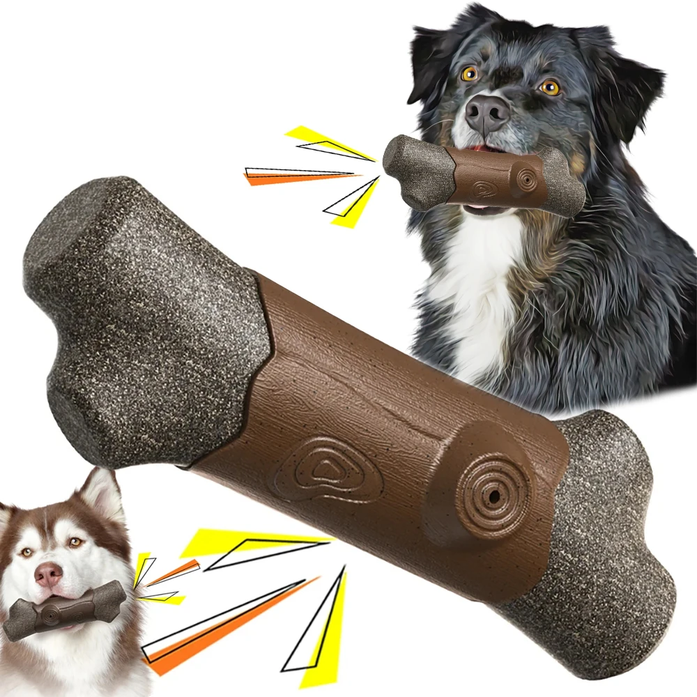 Big Dog Chew Toys Fun Squeaky Safe Materials Super Durable Tree Branch Designed Tougher than Bones Indoor Outdoor Pet Supplies