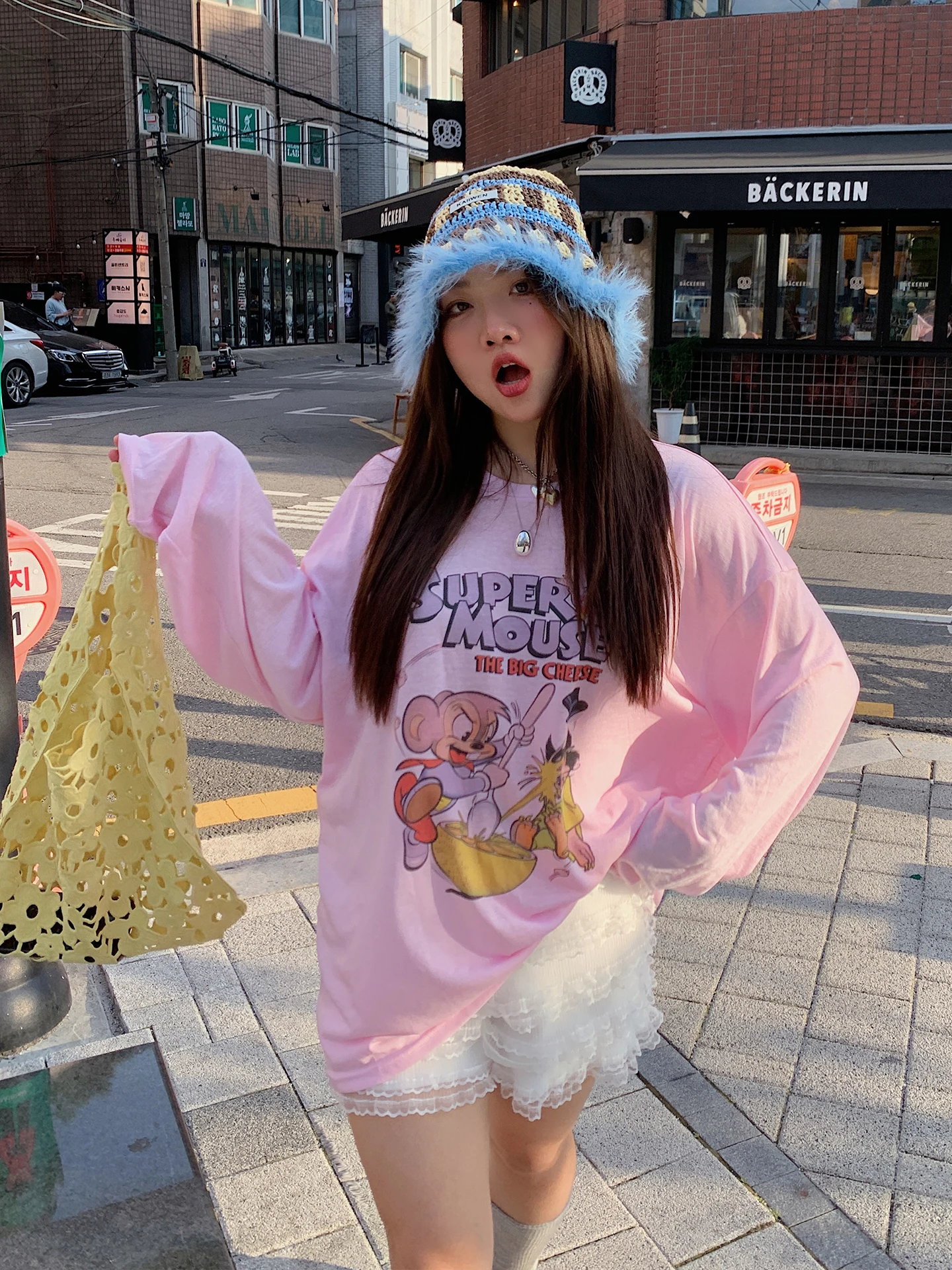 

Dazi Women's Long Sve Printed T-irt Summer Sun Protection Cover up Loose Fit Korean Sle Polyester Cotton Lyocell Blend