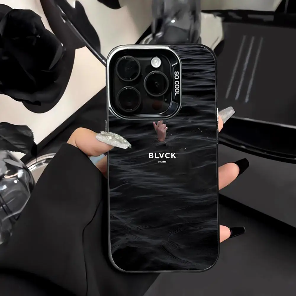 

Simple Black Waves Mobile Phone Case Shockproof and Anti Slip Frosted Suitable for iPhone 16 15 14 13 12 11 Pro Max Plus Mini