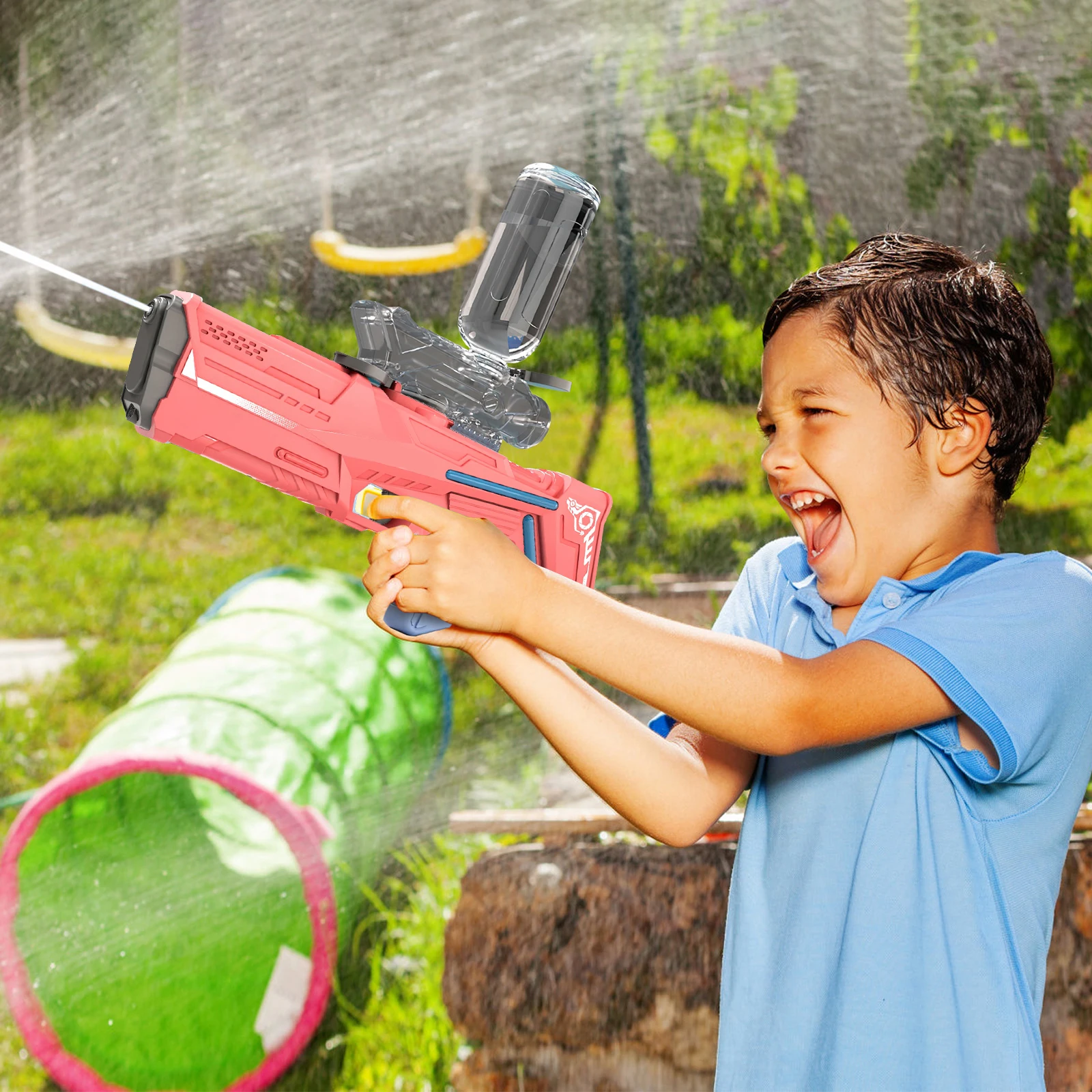 Pistola de agua eléctrica de succión automática para niños, pistola de juguete de pulverización de agua automática de alta presión, lanzamiento continuo, energía fuerte